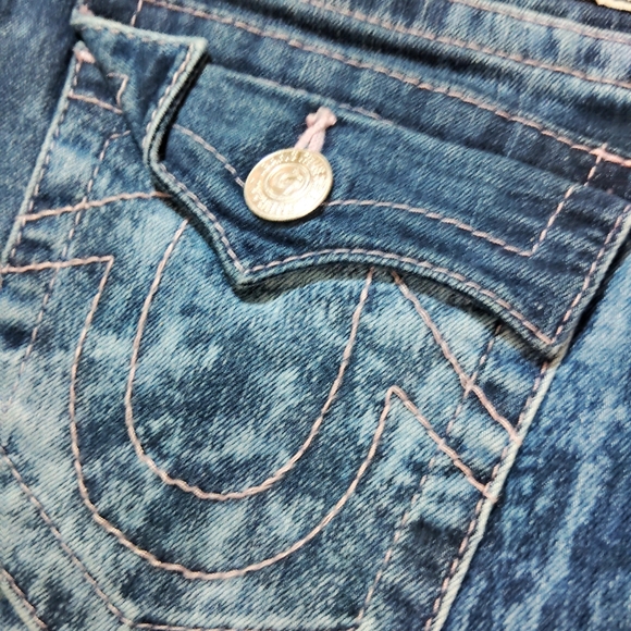 Vtg Y2K Early 2000s Splatter Bleach Style True Religion Denim Skinny Jeans - Picture 6 of 15